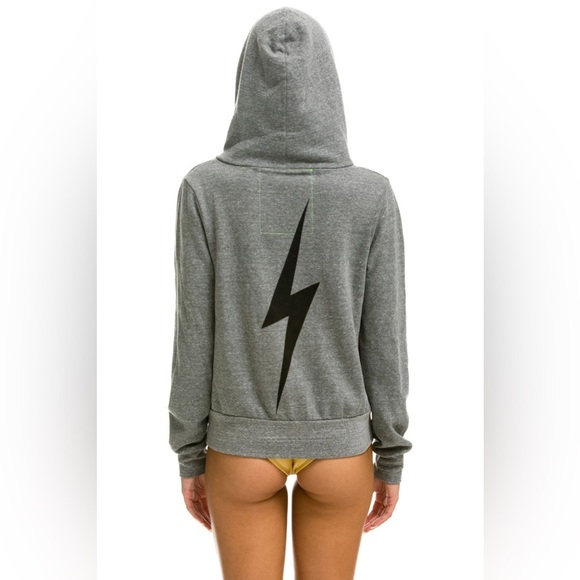 Aviator Nation Unisex BOLT FULL ZIP HOODIE/SWEATSHIRT - HEATHER GREY 🩶⚡️ - Picture 4 of 16